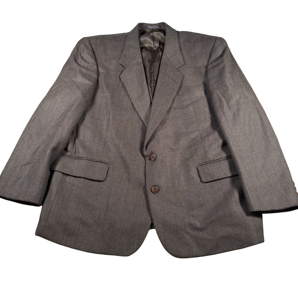 Gianelli Blazer Sport Coat‎ Mens 48R Brown Wool Blend Micro Pattern 2 Button
